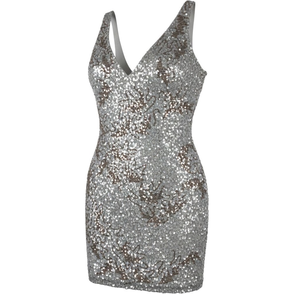 scala 100% silk sequin beaded mini cocktail dress 4 v-neck formal occasion party